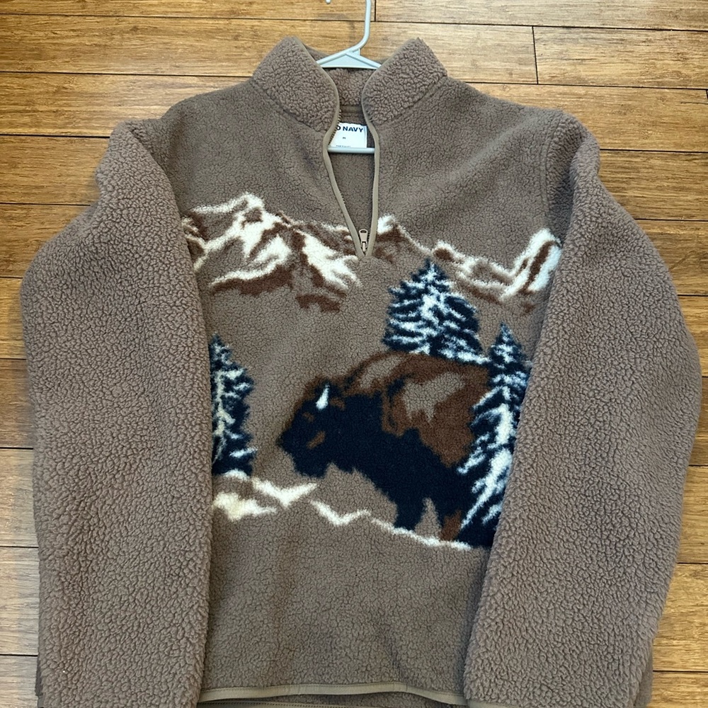 Old Navy Mountain Bison Fleece Quarter Zip